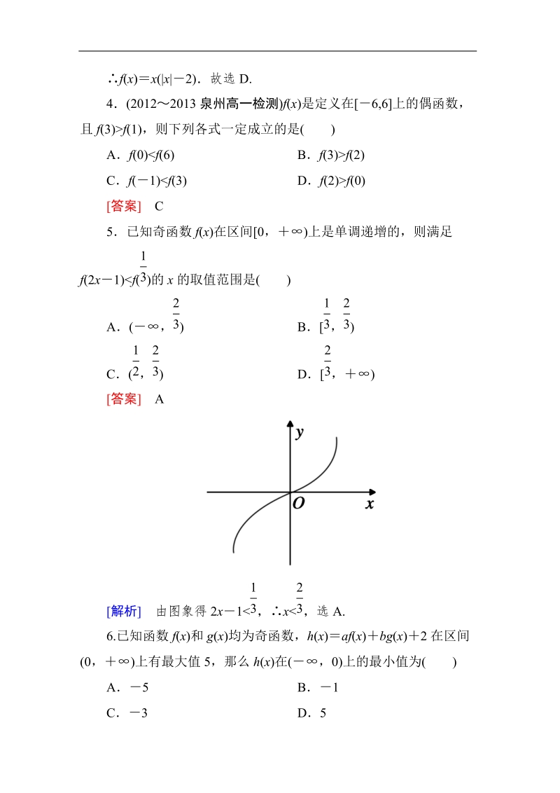 高中成才之路高一数学：1-3-2-2 习题课 能力强化提升（人教a版必修1）.doc_第2页