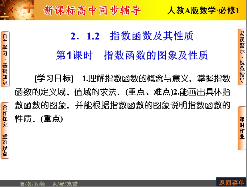 【优化课堂】高一数学人教a版必修1 课件：第二章 2.1.2第1课时 指数函数的图象及性质.ppt_第1页