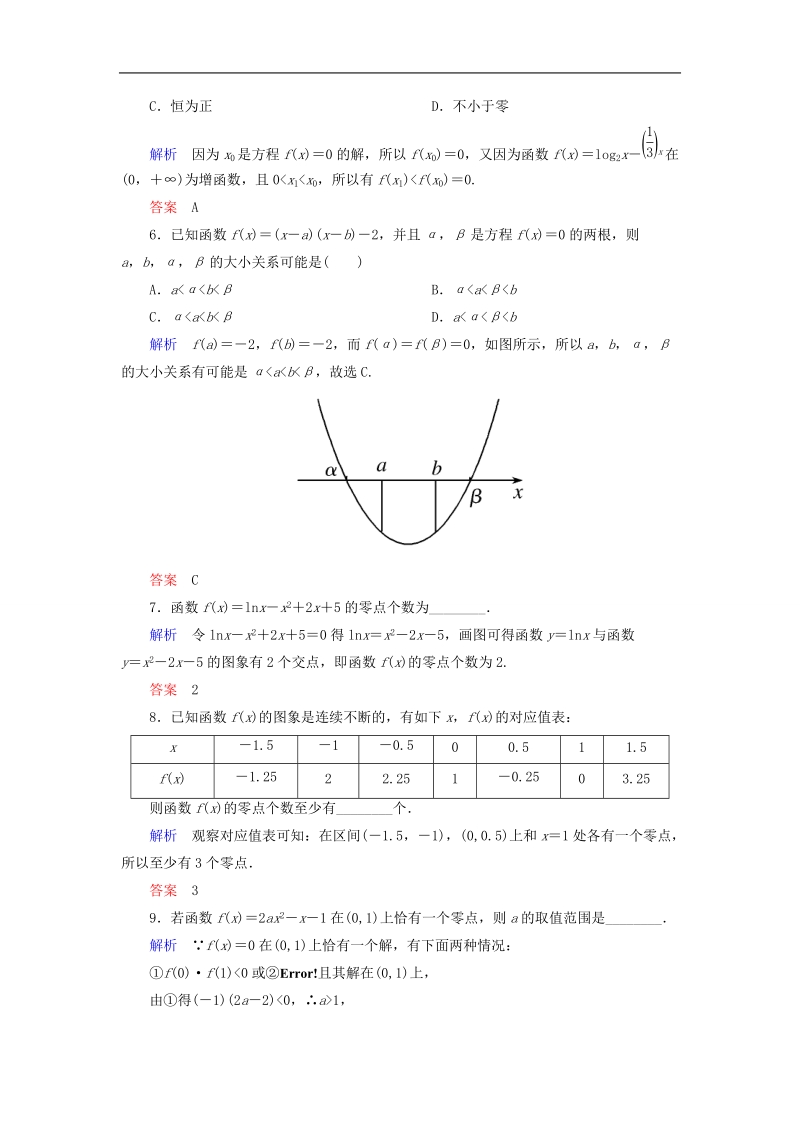 【名师一号】（学习方略）高中数学 3.1.1方程的根与函数的零点双基限时练 新人教a版必修1.doc_第2页