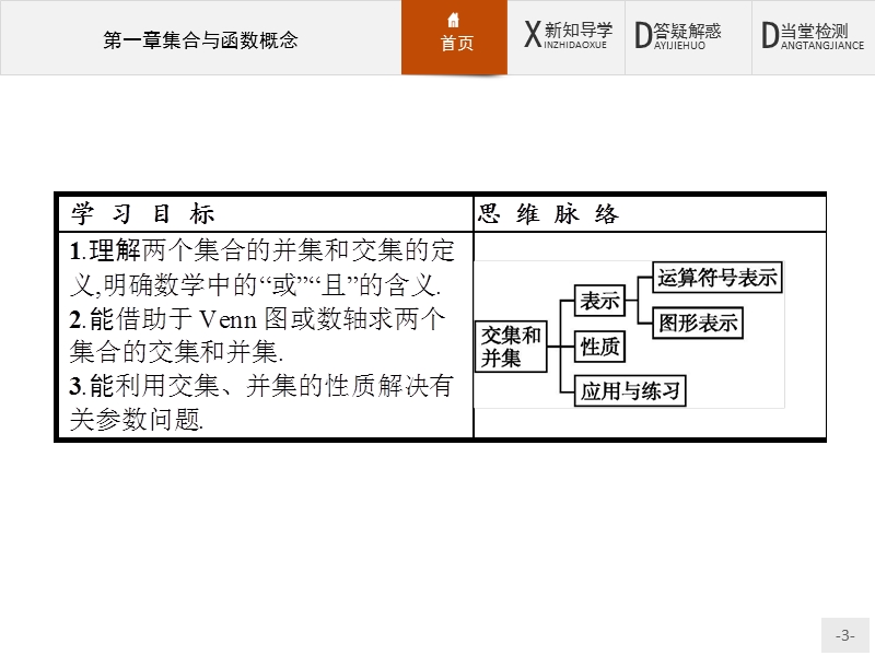 【赢在课堂】2016秋高一数学人教a必修1课件：1.1.3.1 并集和交集.ppt_第3页