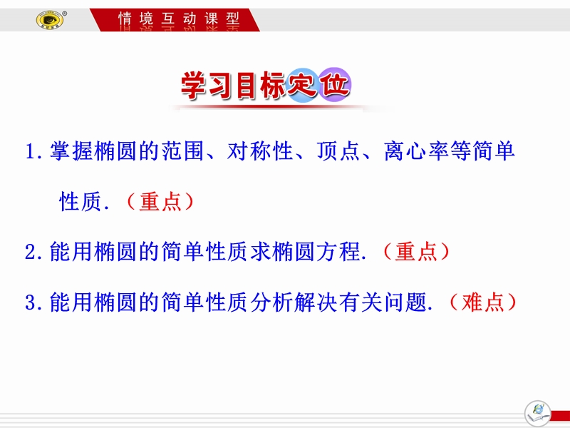 【课时讲练通】人教a版高中数学选修1-1课件：2.1.2 椭圆的简单几何性质 第2课时 椭圆方程及性质的应用（情境互动课型）.ppt_第3页