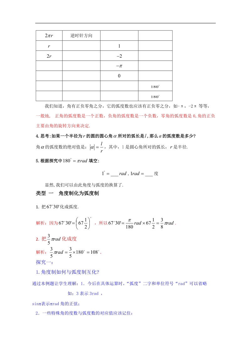 专题02 弧度制（讲）-高二数学同步精品课堂（提升版）（新人教版必修4）（解析版）.doc_第2页