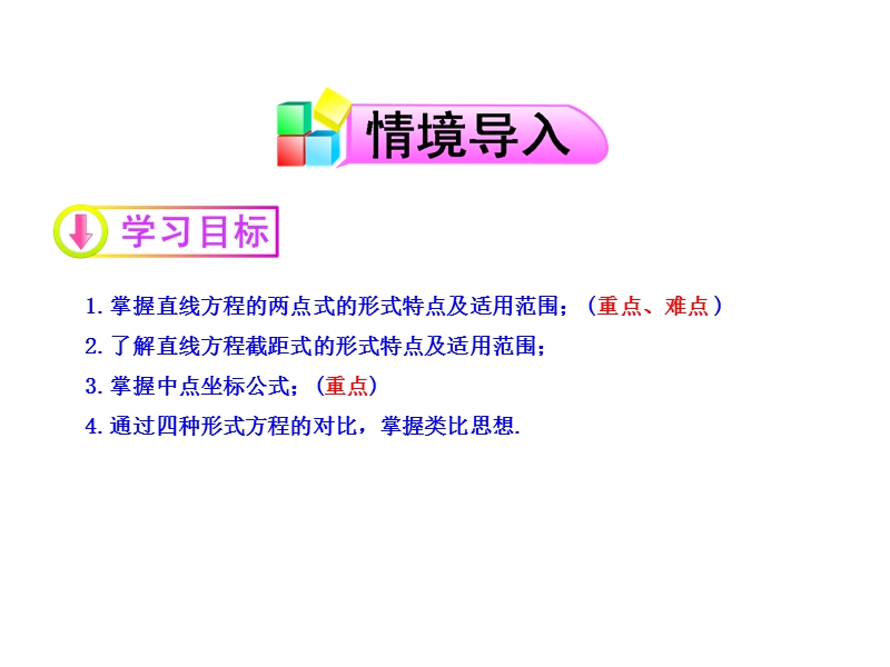 广东省高中数学人教a版必修二课件：3.2.2  直线的两点式方程.ppt_第2页