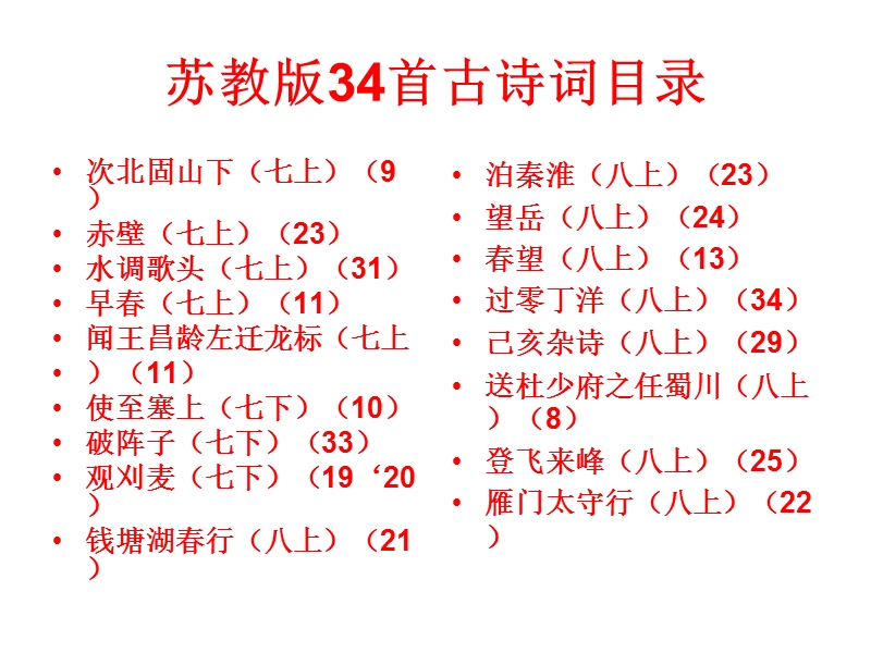 苏教版诗词曲34首理解默写.ppt_第1页