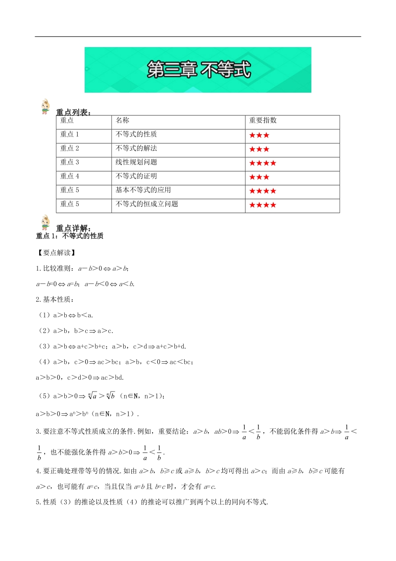 易学通·重难点一本过高二数学 （人教版必修5）：第三章 不等式 word版含解析.doc_第1页