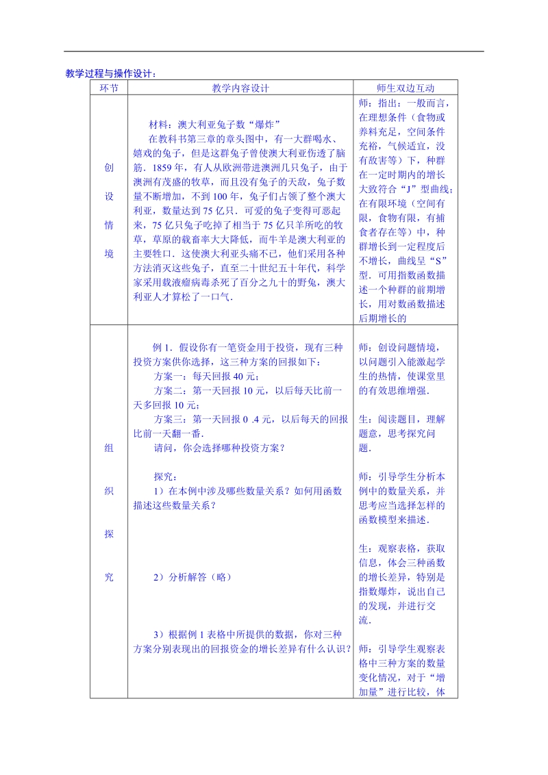 辽宁省沈阳市第二十一中学高中数学必修一教案 3.2.1几类不同增长的函数模型.doc_第2页