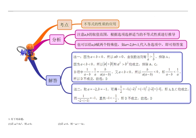 教材图解（思维导图+微试题）人教a版高中数学必修5学案：3.1不等关系与不等式.doc_第3页