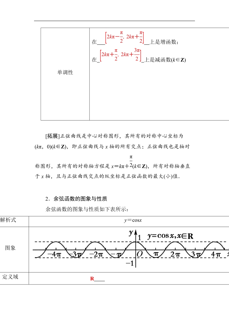 山东省济宁市学而优高一数学（新课标人教版）必修四自主预习知识点：《正弦函数的图象与性质》（教材p37-40，教师版）.doc_第2页