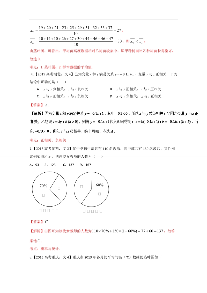 【推荐】高一数学同步单元双基双测“ab”卷：专题02 统计（a卷）（新人教版a版必修3）.doc_第3页