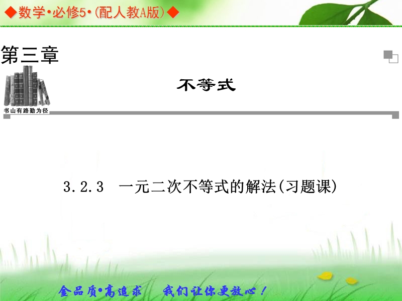 高中数学人教a版必修五同步课件：3.2.3一元二次不等式的解法(习题课).ppt_第1页