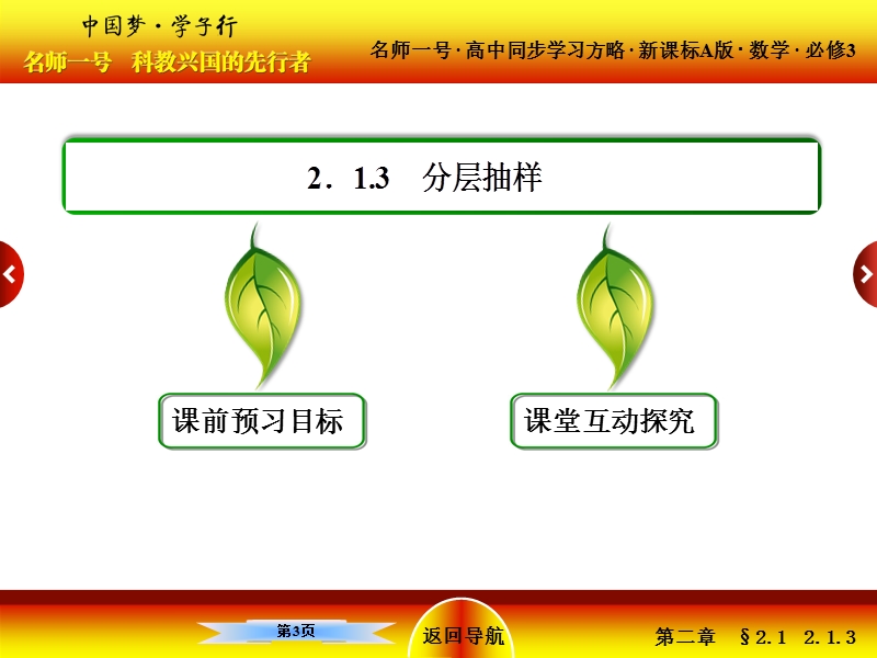 【名师一号】高中数学人教版必修三配套课件：2-1-3分层抽样.ppt_第3页