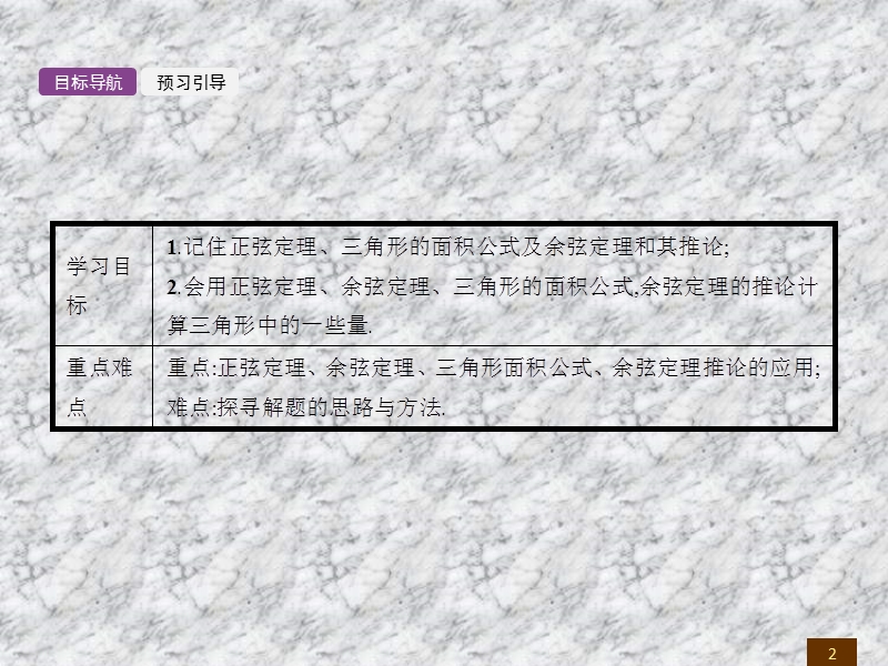 【全优设计】2016秋数学人教a版必修5课件：1.2.2三角形中的几何计算.ppt_第2页