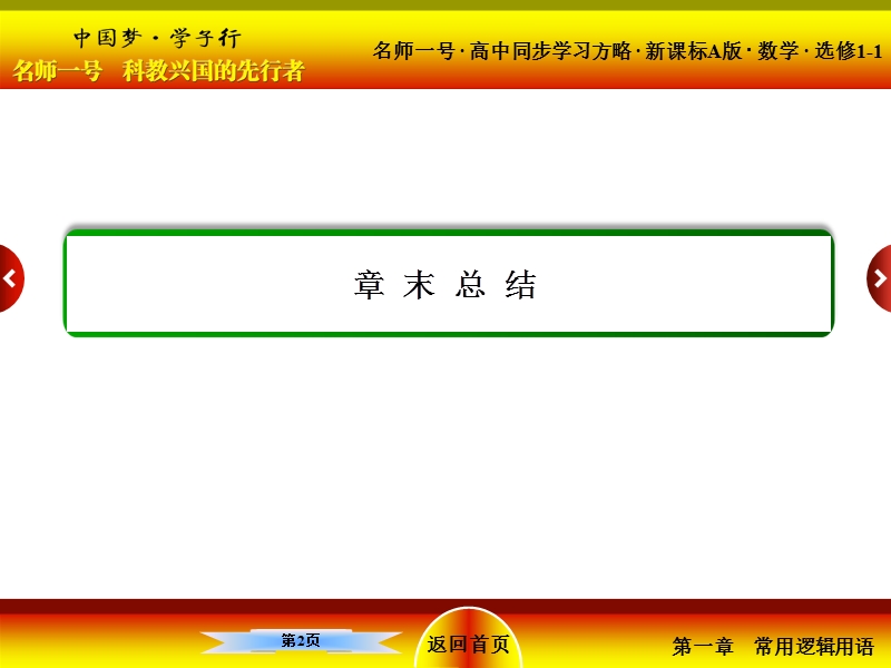 【名师一号】高中数学人教a版选修1-1配套课件：1章末总结.ppt_第2页