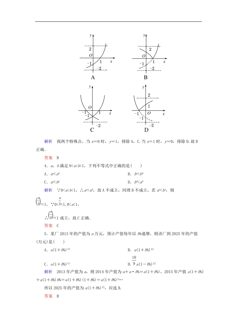 【名师一号】（学习方略）高中数学 2.1.2.2指数函数的图象及性质的应用双基限时练 新人教a版必修1.doc_第2页