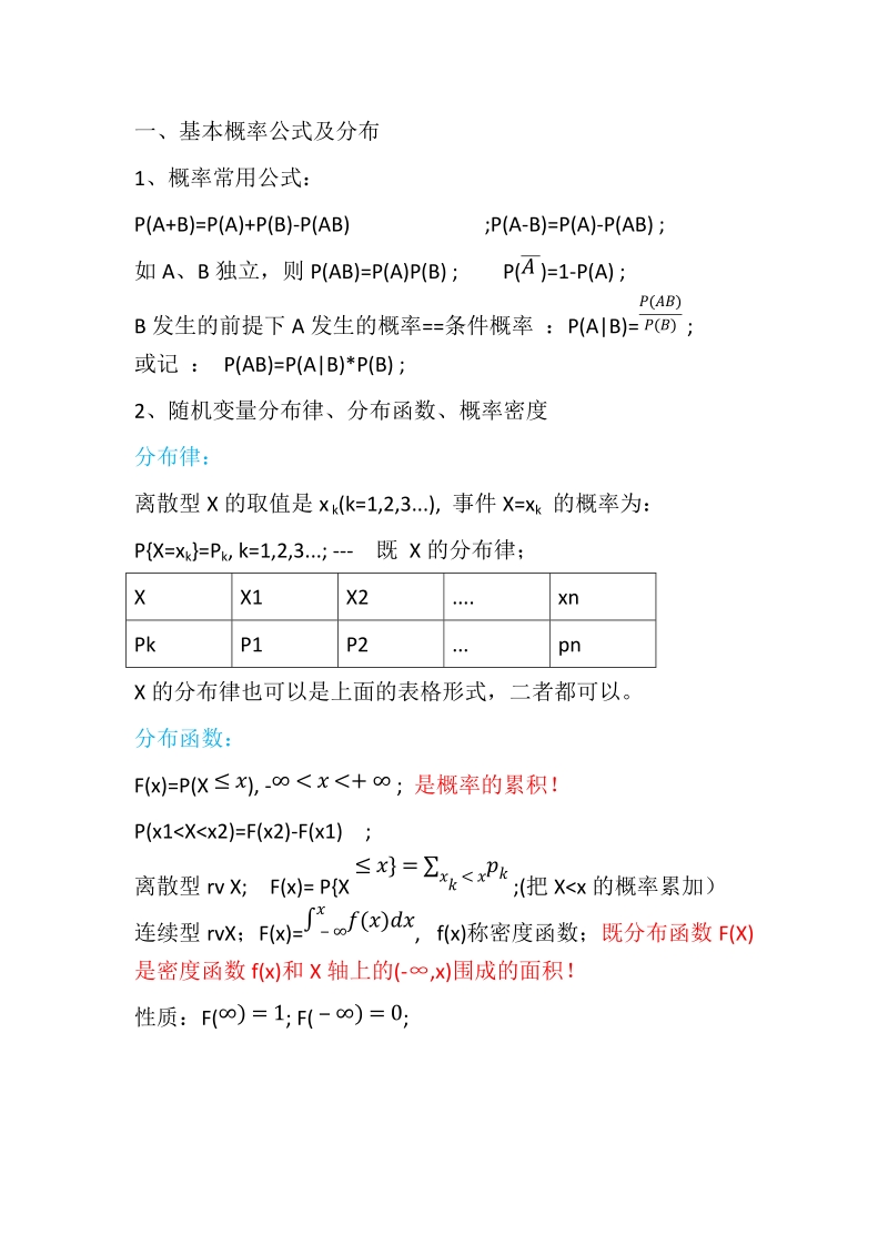 概率论及统计学的重要公式和解题思路.docx_第1页