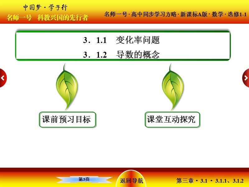 【名师一号】高中数学人教a版选修1-1配套课件：3-1-1、2变化率问题　导数的概念.ppt_第3页