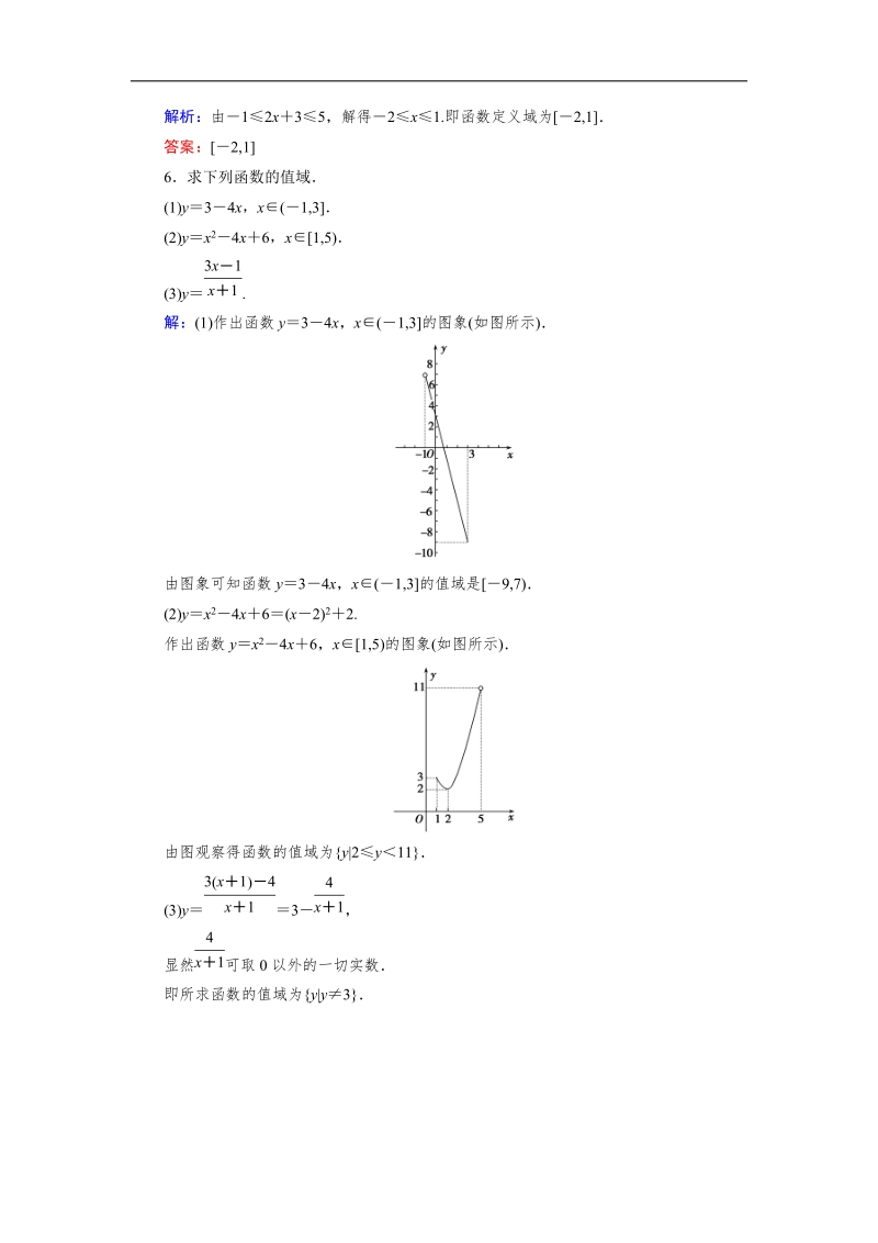 【优化指导】高一数学人教a版必修1课堂训练：1.2.1.2 函数概念的综合应用 word版含解析.doc_第2页