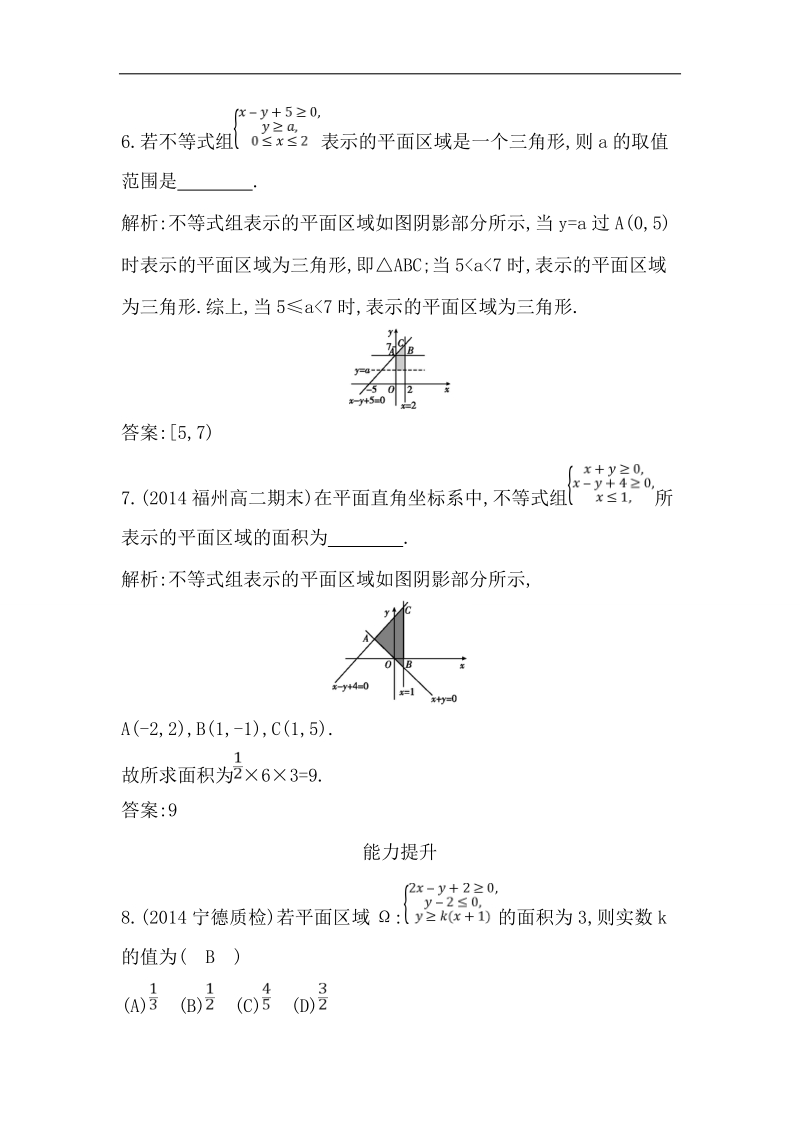 【导与练】数学必修五（人教版a版）同步作业：3.3.1　二元一次不等式(组)与平面区域.doc_第3页