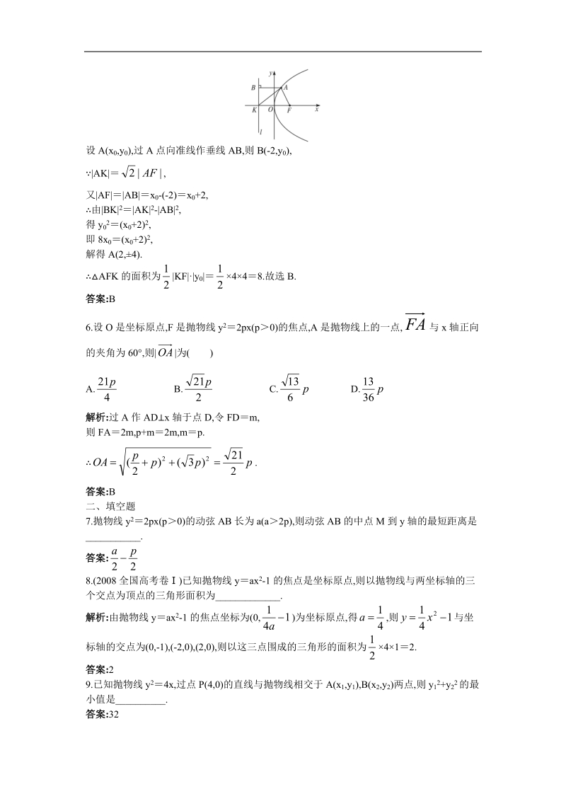 《抛物线》同步练习8（新人教a版选修1-1）.doc_第2页