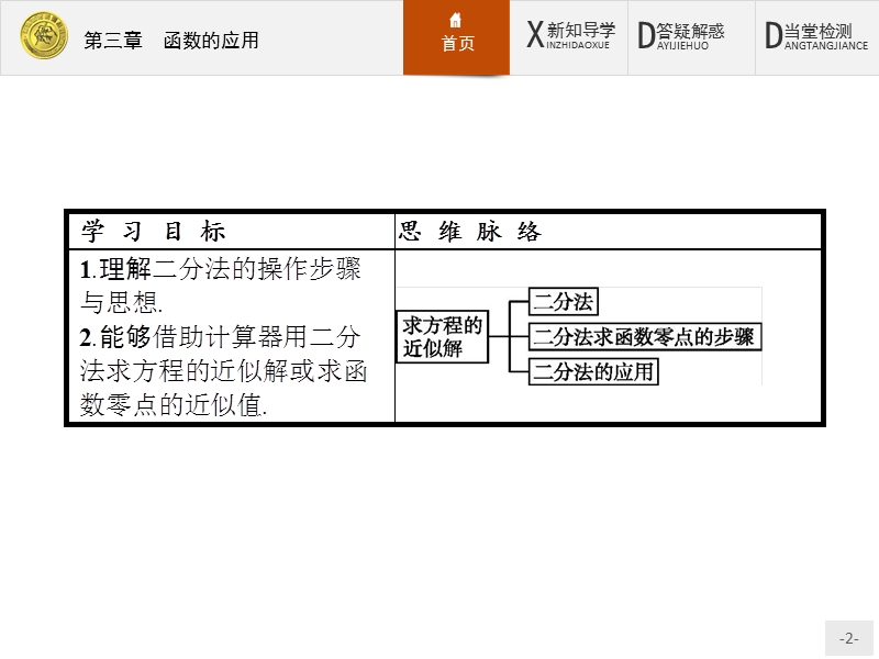 2017年全优指导高中数学人教a版必修1课件：3.1.2 用二分法求方程的近似解 .ppt_第2页