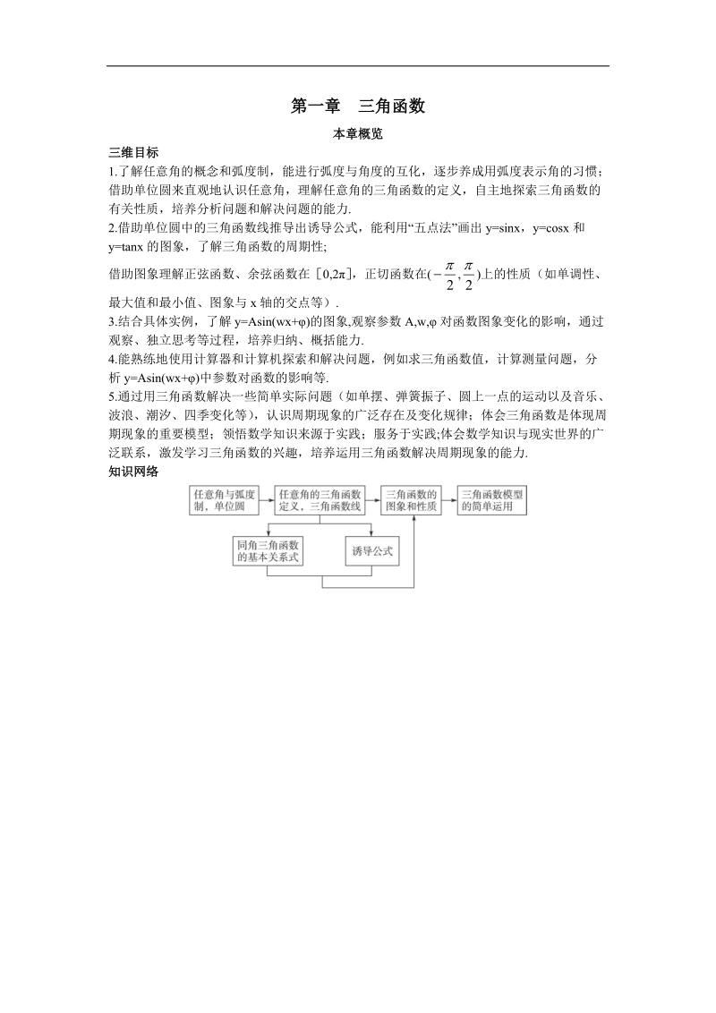 2017学年高中数学人教a版必修4本章概览：第一章三角函数 word版含解析.doc_第1页