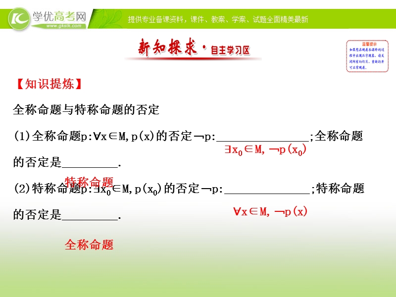 【课时讲练通】2017版（人教版）高中数学选修1-1（课件）：1.4 全称量词与存在量词 1.4.3.ppt_第2页