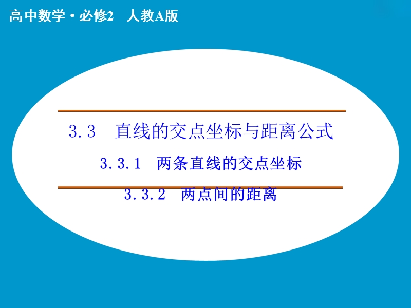 【创新设计】高中数学人教a版必修2课件：3.3.1　两条直线的交点坐标3.3.2　两点间的距离.ppt_第1页