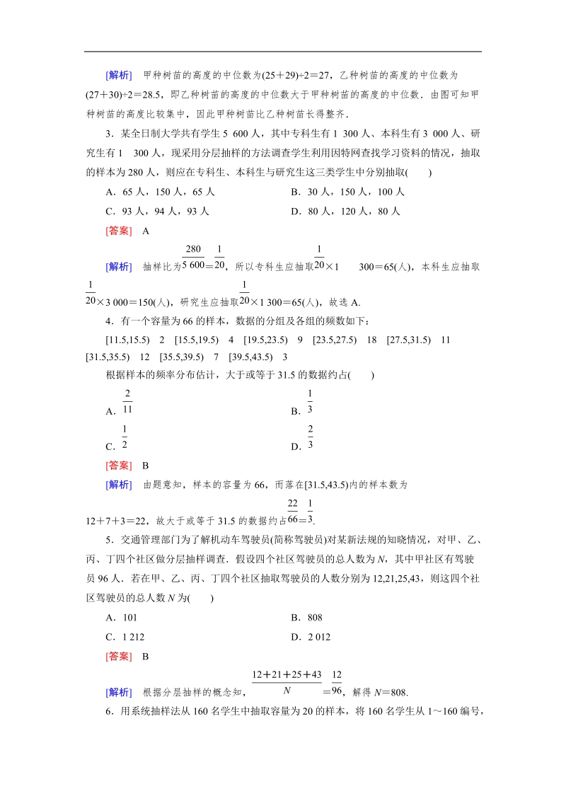 【成才之路】高中数学人教a版必修3同步练习：2章综合素质检测.doc_第2页