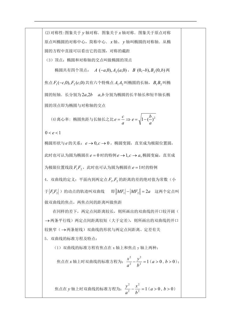 安徽省2017年人教版高中数学选修1-1教案：2圆锥曲线小结与复习.doc_第2页