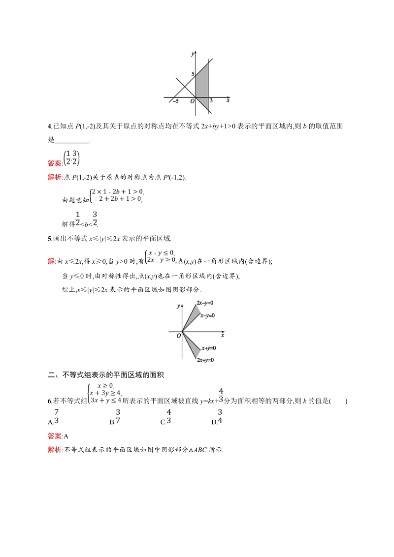 【课堂设计】高二数学人教a版必修5课时训练：3.3.1 二元一次不等式（组）与平面区域.doc_第2页