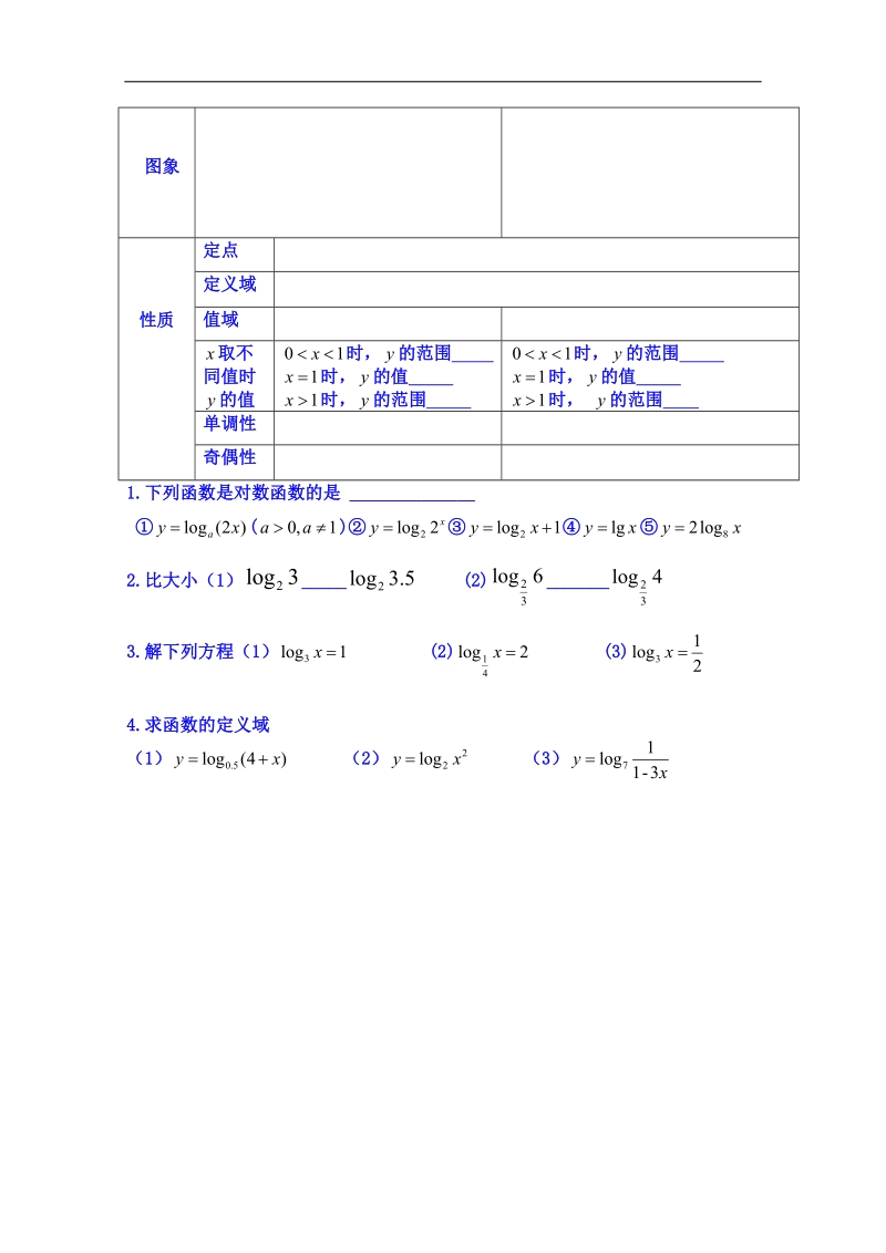 山东省高中数学必修一学案：3．2.2 对数函数一（自主学习）.doc_第2页