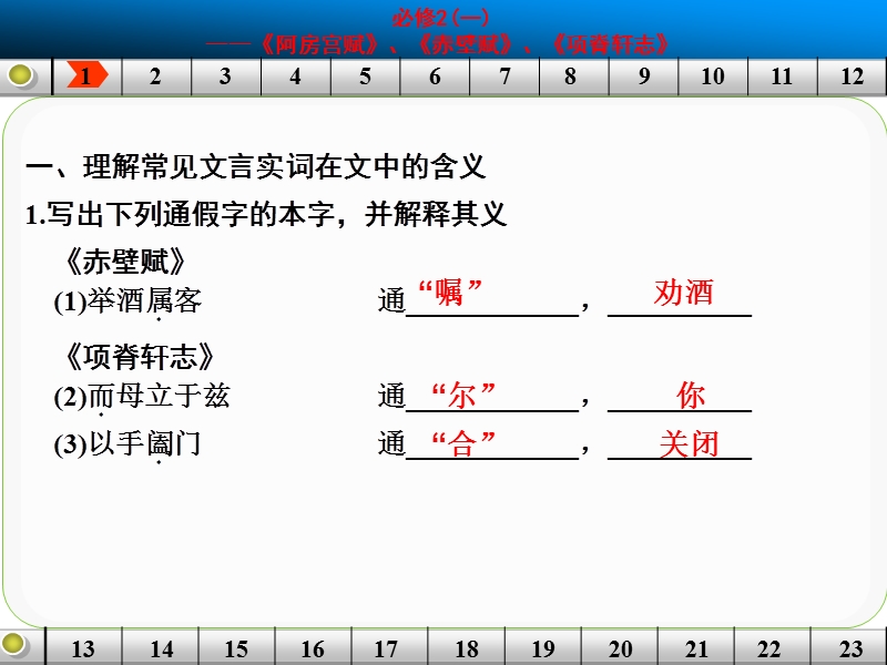 高考语文一轮复习精选好题汇编附解析 教材文言文考点化复习  必修2（一）.ppt_第2页