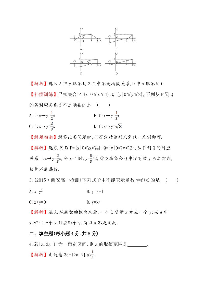 【世纪金榜】2016人教版高中数学必修1课时提升作业（六） 1.2.1 函数的概念 word版含解析.doc_第2页