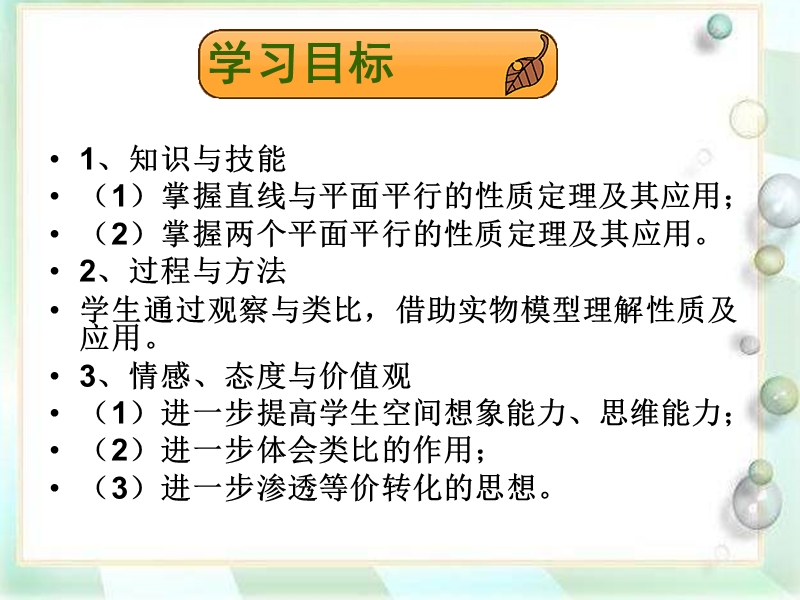 湖北省荆州市沙市第五中学人教版高中数学必修二2-2-3直线与平面、平面与平面平行的性质 课件.ppt_第2页