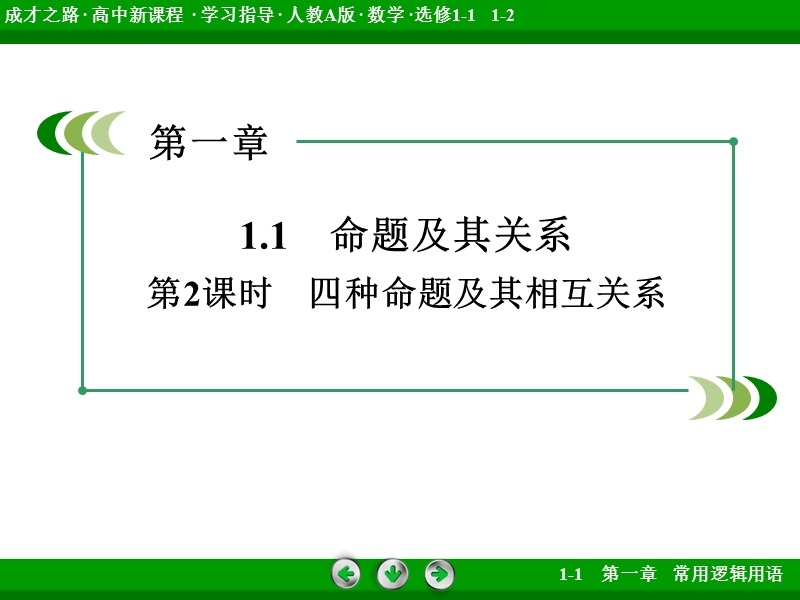 【成才之路】高中数学人教a版第选修1-1配套课件： 1.1 第2课时四种命题及其相互关系.ppt_第3页