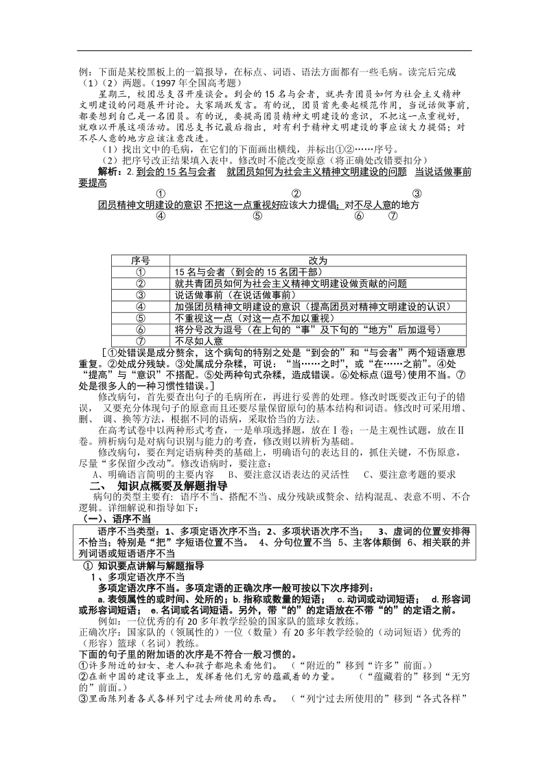 江苏省连云港市高考语文复习教学案：辨析并修改病句1.doc_第2页