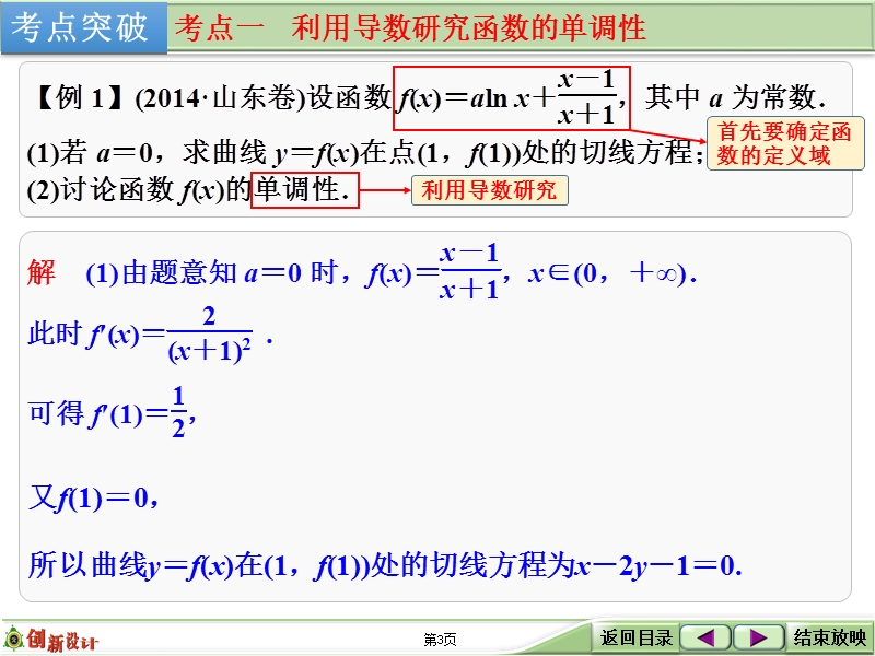 2016届《创新设计》数学一轮（理科）人教a版配套精品课件 第三章 导数及其应用 第2讲 导数在研究函数中的应用.ppt_第3页