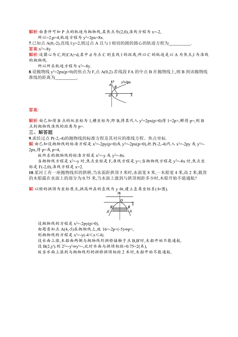 高中数学人教a版选修1-1 第二章 2.3.1 抛物线及其标准方程.doc_第2页