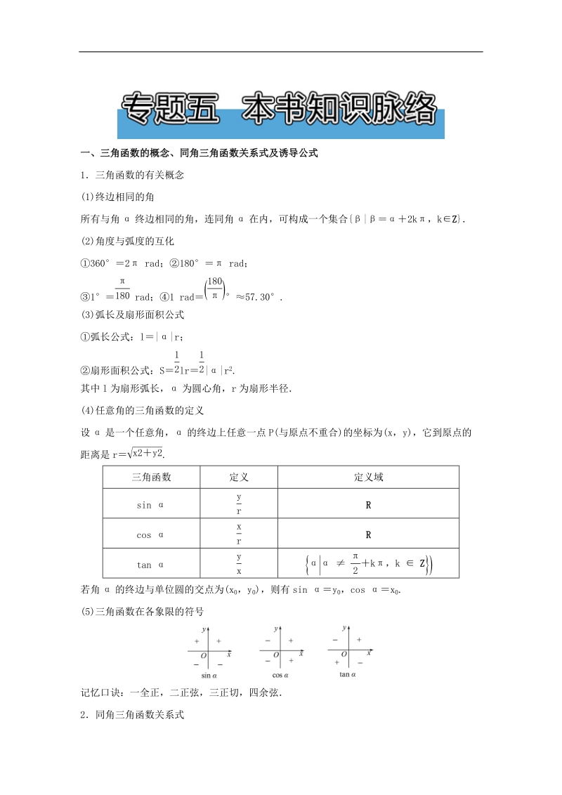 高中数学同步导学（2017新课标）（幂函数、指数函数、对数函数）：专题5  本书知识脉络 word版含解析.doc_第1页