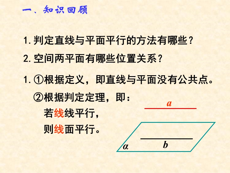 【教师参考】高中数学必修2人教a版同课异构课件：2.2.2《平面与平面平行的判定》课件2.ppt_第2页