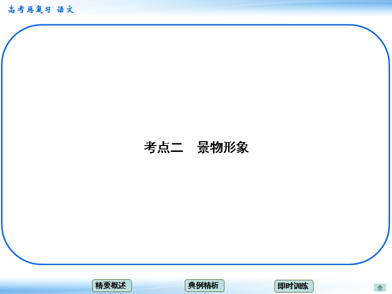 高考语文一轮复习课件：3.1鉴赏诗歌的形象 考点二 景物形象（人教版）.ppt_第1页