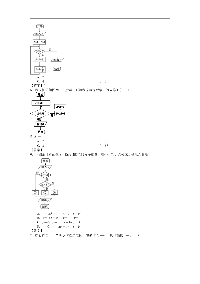 湖北省黄岗市届《优化探究》高三数学二轮复习专题检测：算法初步.doc_第2页