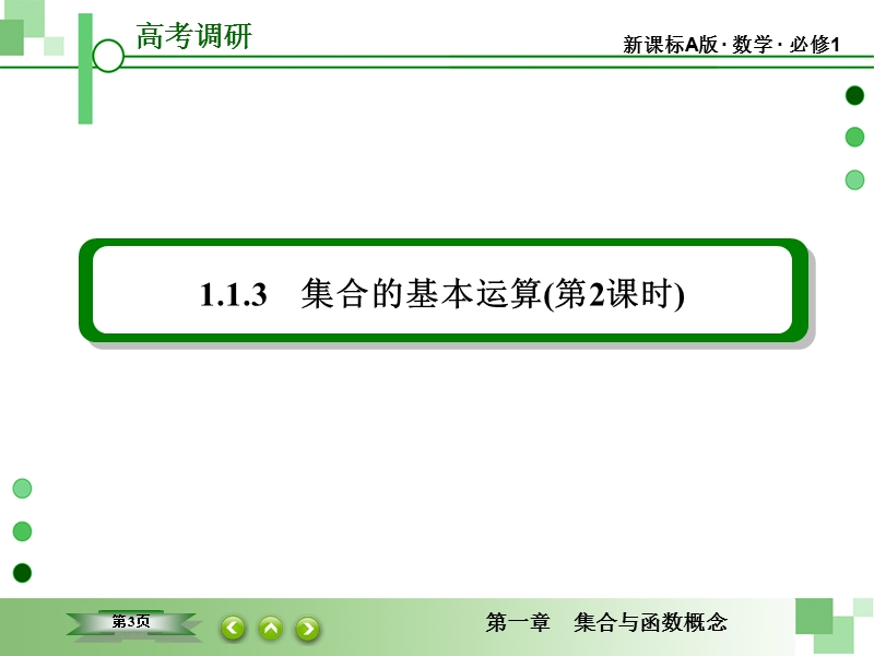 【高考调研】高一数学（人教a版必修一）课件：1-1-3-2《集合的基本运算》(第2课时).ppt_第3页