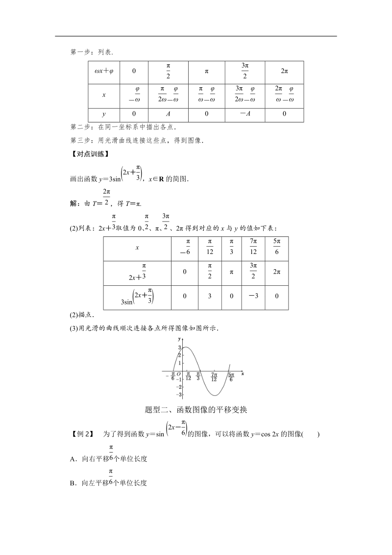 【精品教案推荐】高中数学必修4三角函数常考题型：函数y＝asin（ωx＋φ）的图像（一）案.doc_第2页