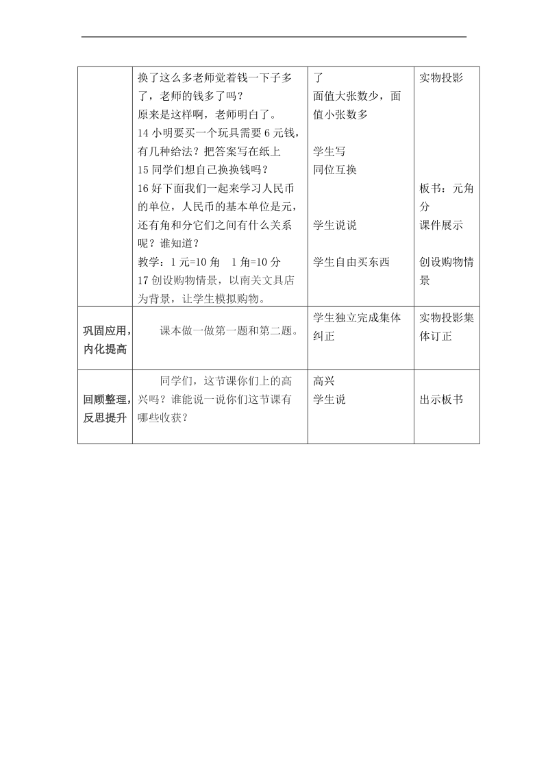 （人教标准版）一年级数学下册教案 认识人民币 1.doc_第3页