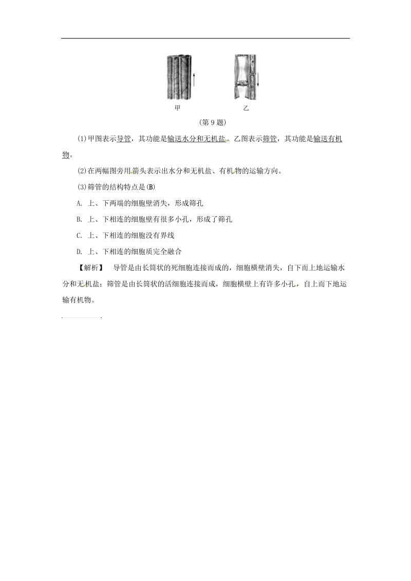 2018年八年级科学下册4.4植物的茎与物质运输1同步练习（新版）浙教版.doc_第3页