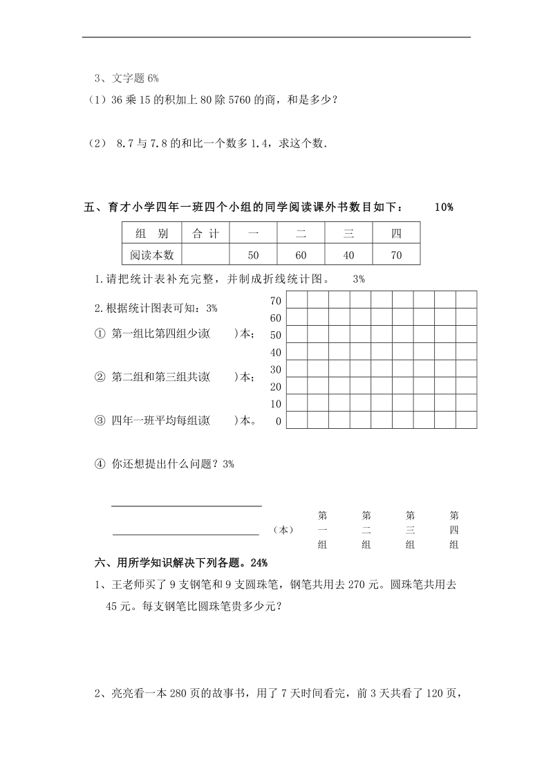 （人教版）四年级数学下册 期末试题12.doc_第3页