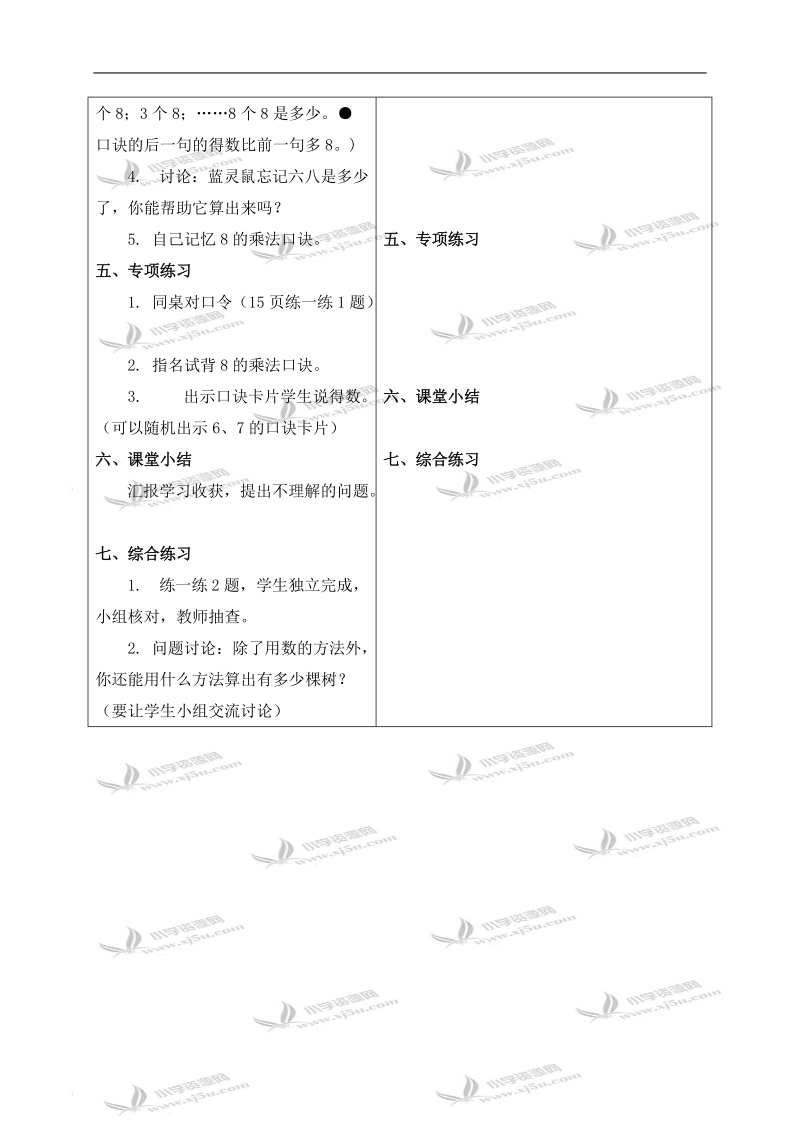 （冀教版）二年级数学下册教案 8的乘法口诀和用口诀求商.doc_第2页