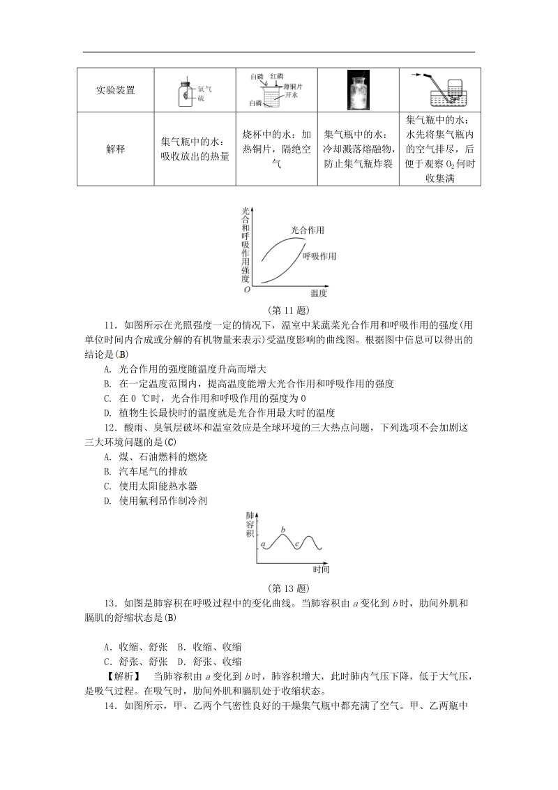 2018年八年级科学下册3空气与生命自测题（新版）浙教版.doc_第3页