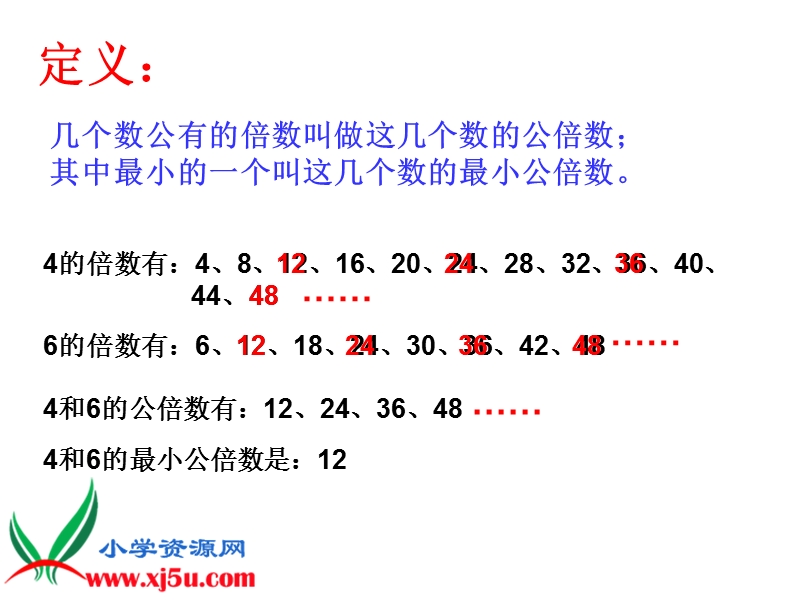 （北师大版）五年级数学上册课件 找最小公倍数 6.ppt_第3页